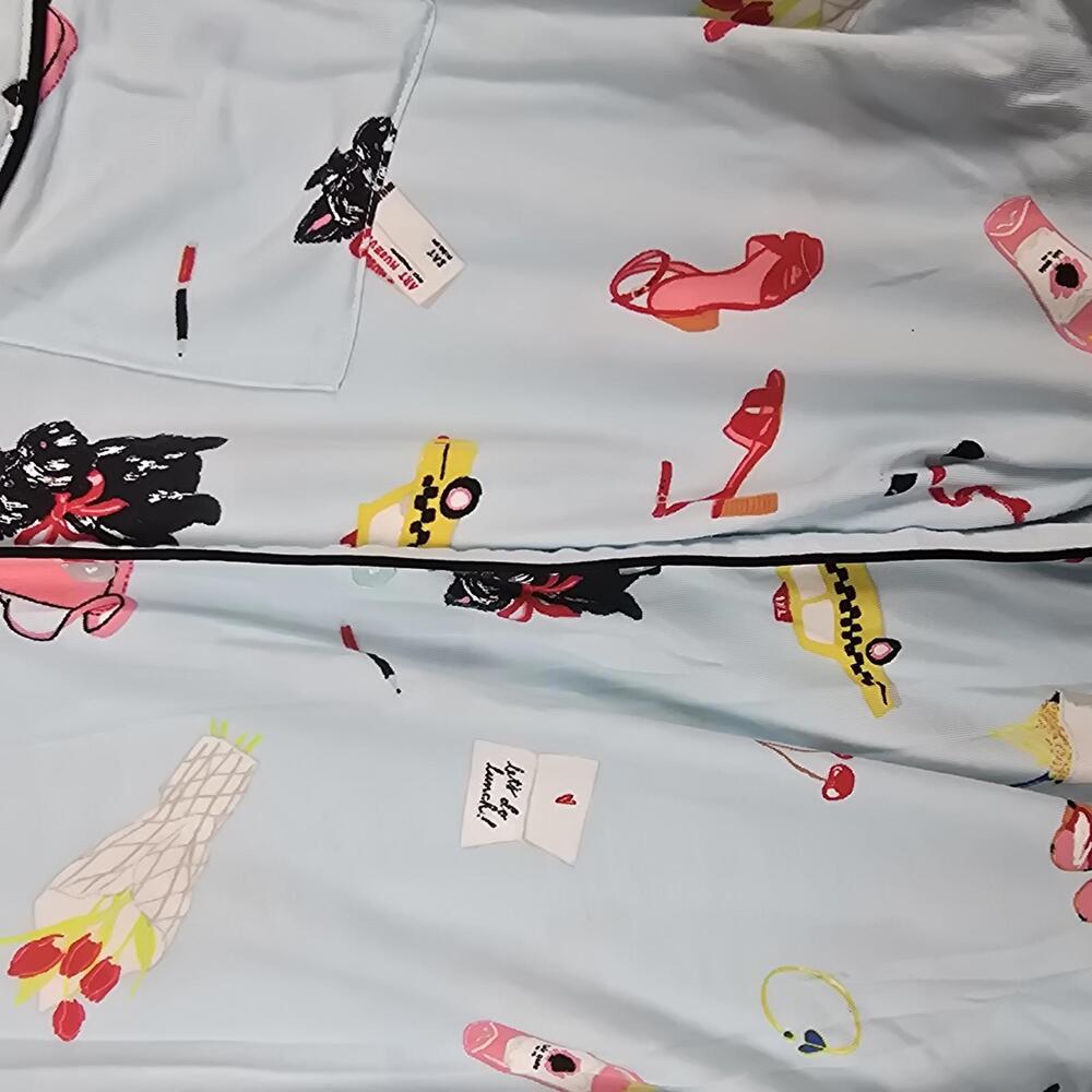 Kate Spade Women's Light Blue Printed Pajama Shirt - Picture 6 of 7